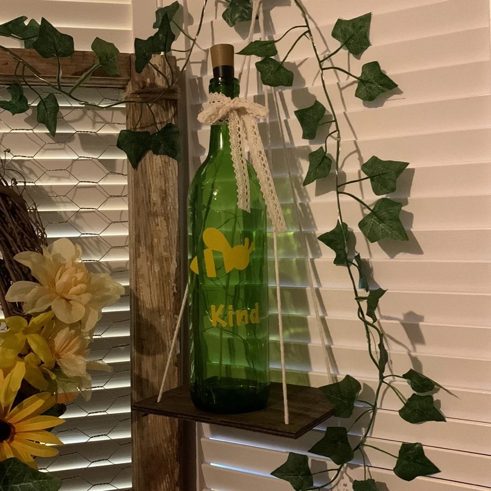 ‘🐝 Kind’ logo wine bottle lantern